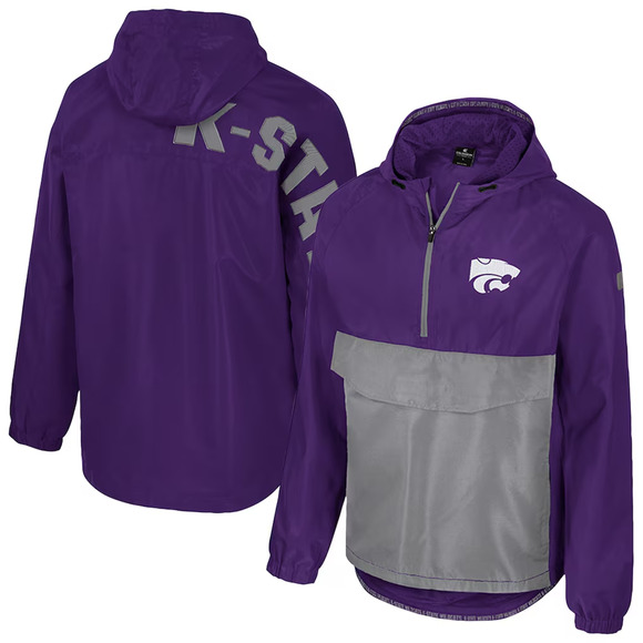 Colosseum Kansas State Wildcats Purple Reloaded Anorak Half-Zip Jacket Large - Picture 1 of 6